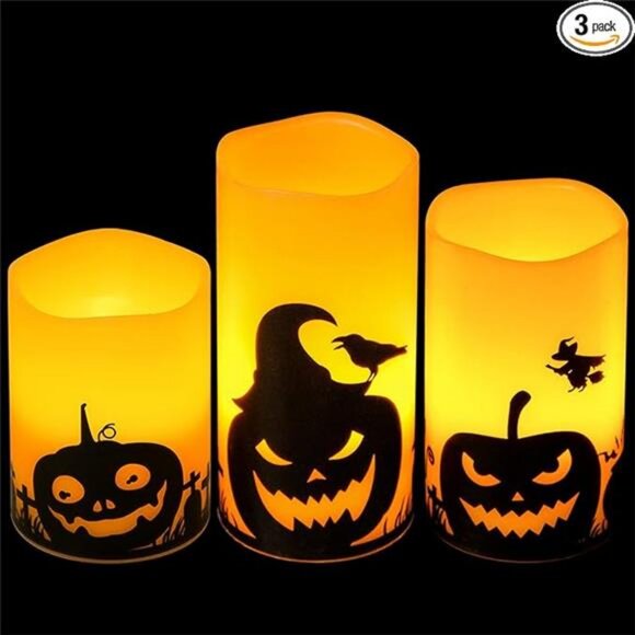 Halloween Flameless Candles, LED Flickering Battery Pillar Candles with 6H Timer - Picture 7 of 7